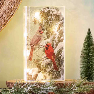 Lighted Glass Cardinal Luminary