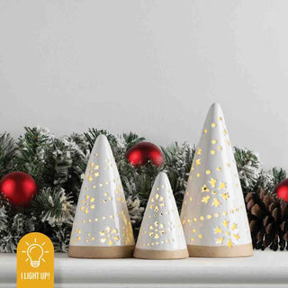 Light Up Ceramic Trees - Set Of 3