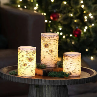 3 Piece Led Birch Candle Set